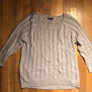 Taupe Cable Sweater with 3/4 Sleeves